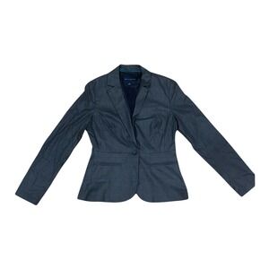 Banana Republic Women's Grey Plaid Blazer Size 4 Single Button Office Career